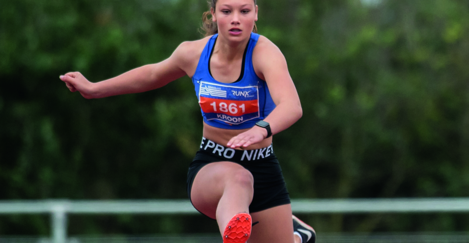 Atlete Sascha Kroon van AV Lycurgus . Atletiek