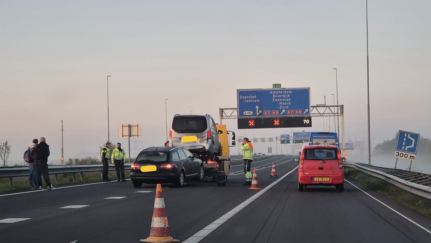 Grote file op A7 na ongeval bij Zaandam